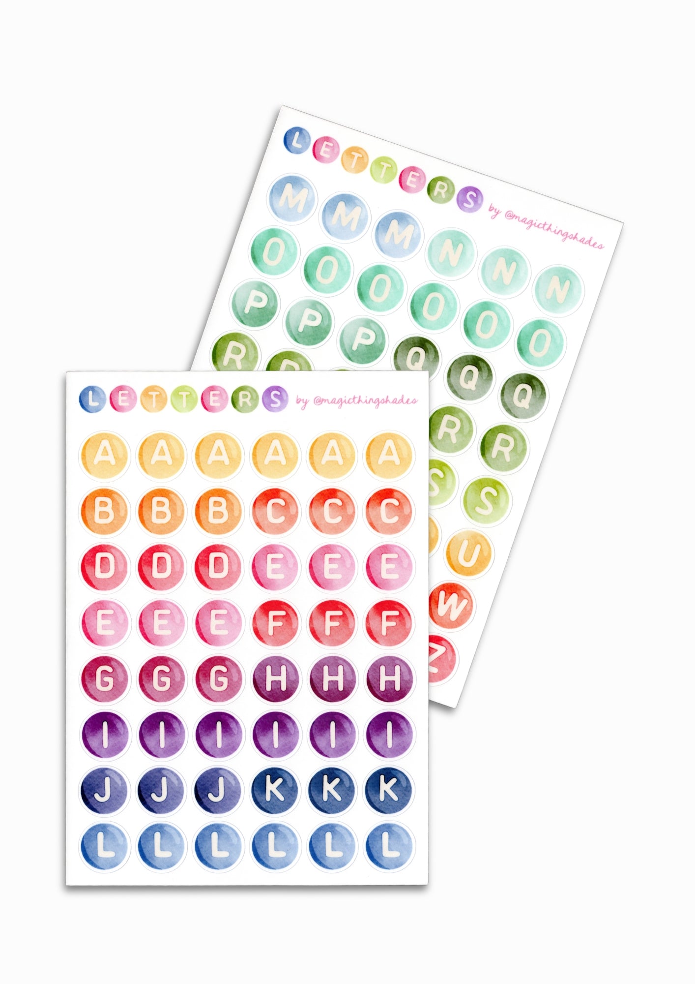 Planches de Stickers "Alphabet perles colorées"