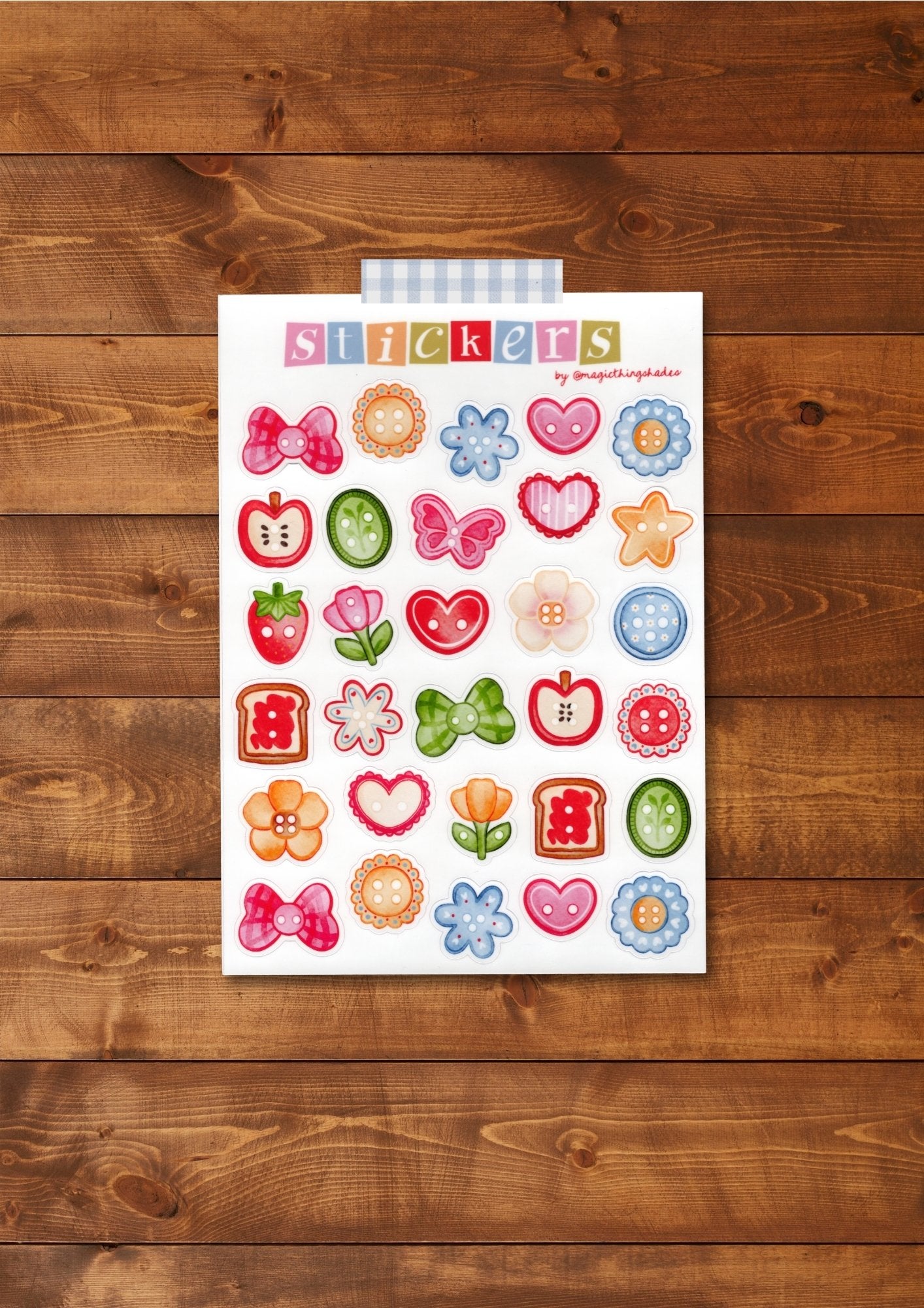 Planche de stickers illustrés "Petits boutons colorés "