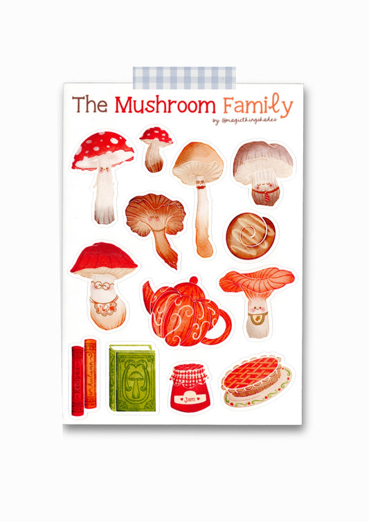 Planche de stickers "The mushroom family"