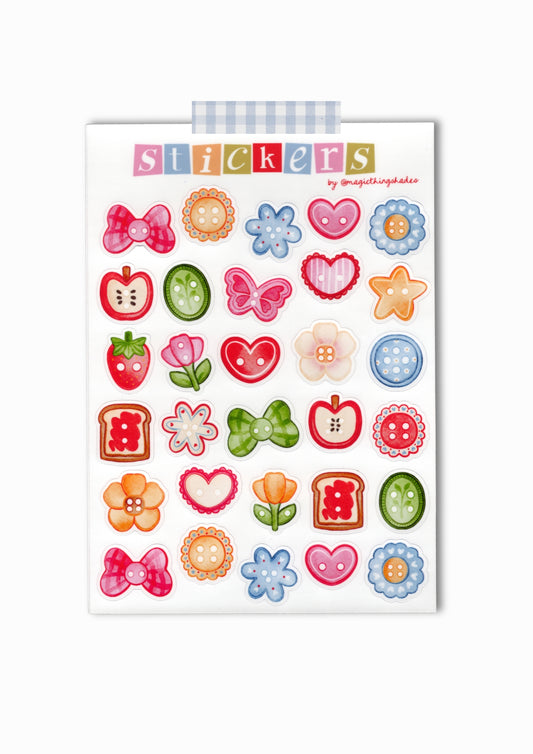 Planche de stickers illustrés "Petits boutons colorés "