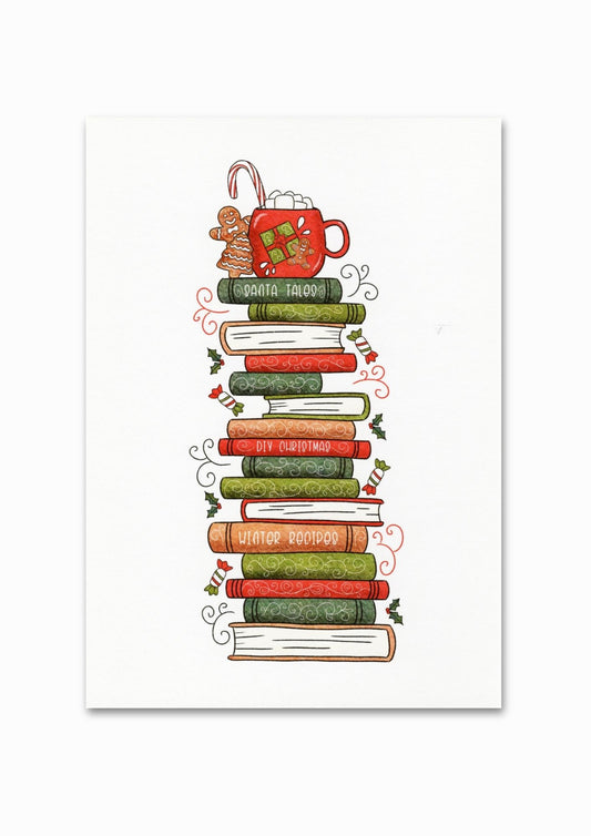 Illustration "Pile à lire de noël" A5
