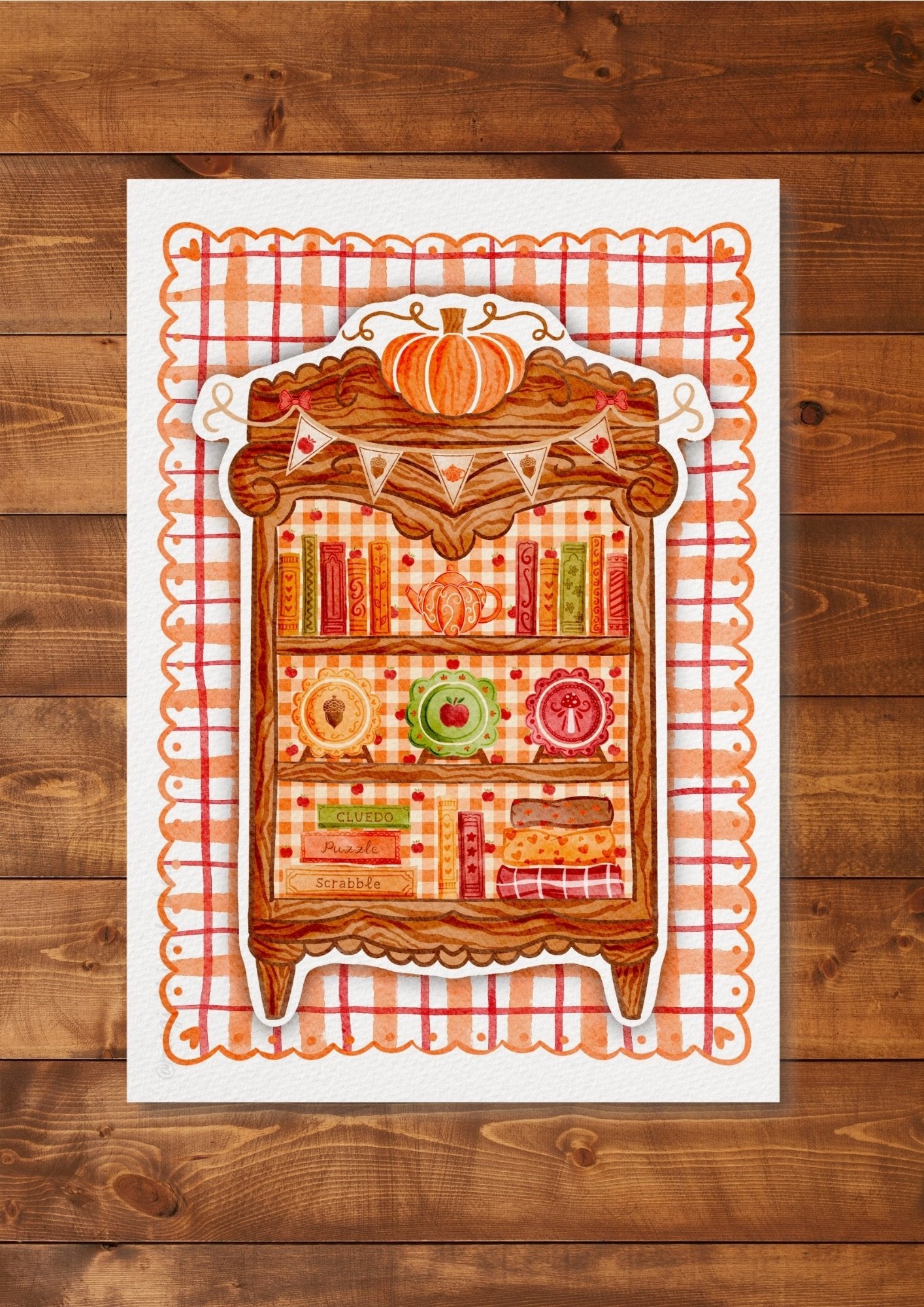 Illustration "Fall books shelf"