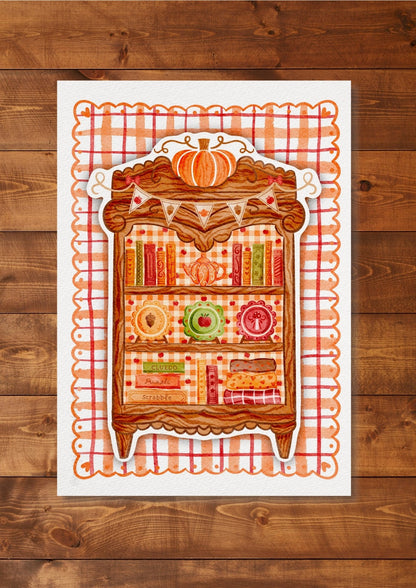 Illustration "Fall books shelf"