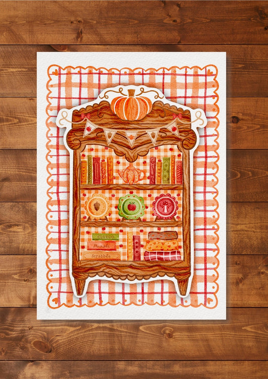 Illustration "Fall books shelf"