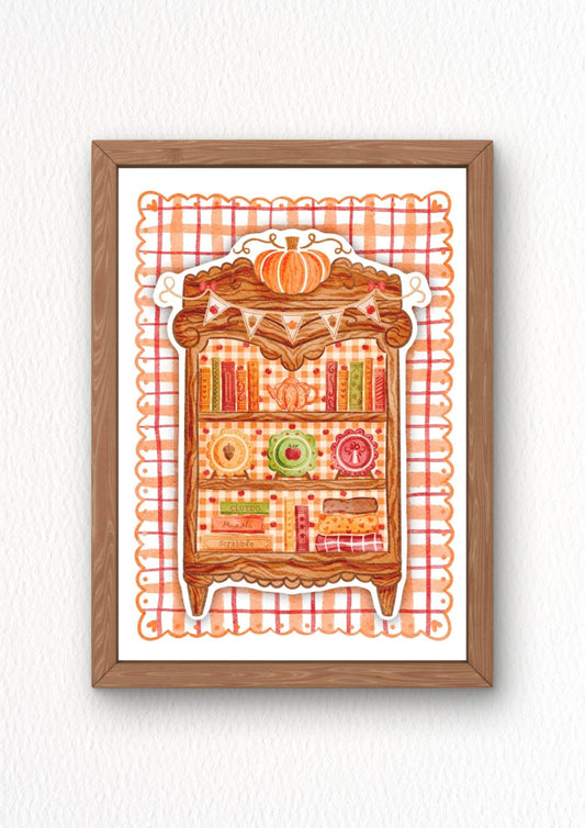 Illustration "Fall books shelf"