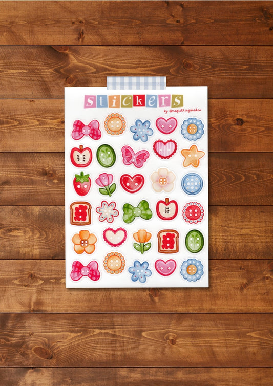 Planche de stickers illustrés "Petits boutons colorés "
