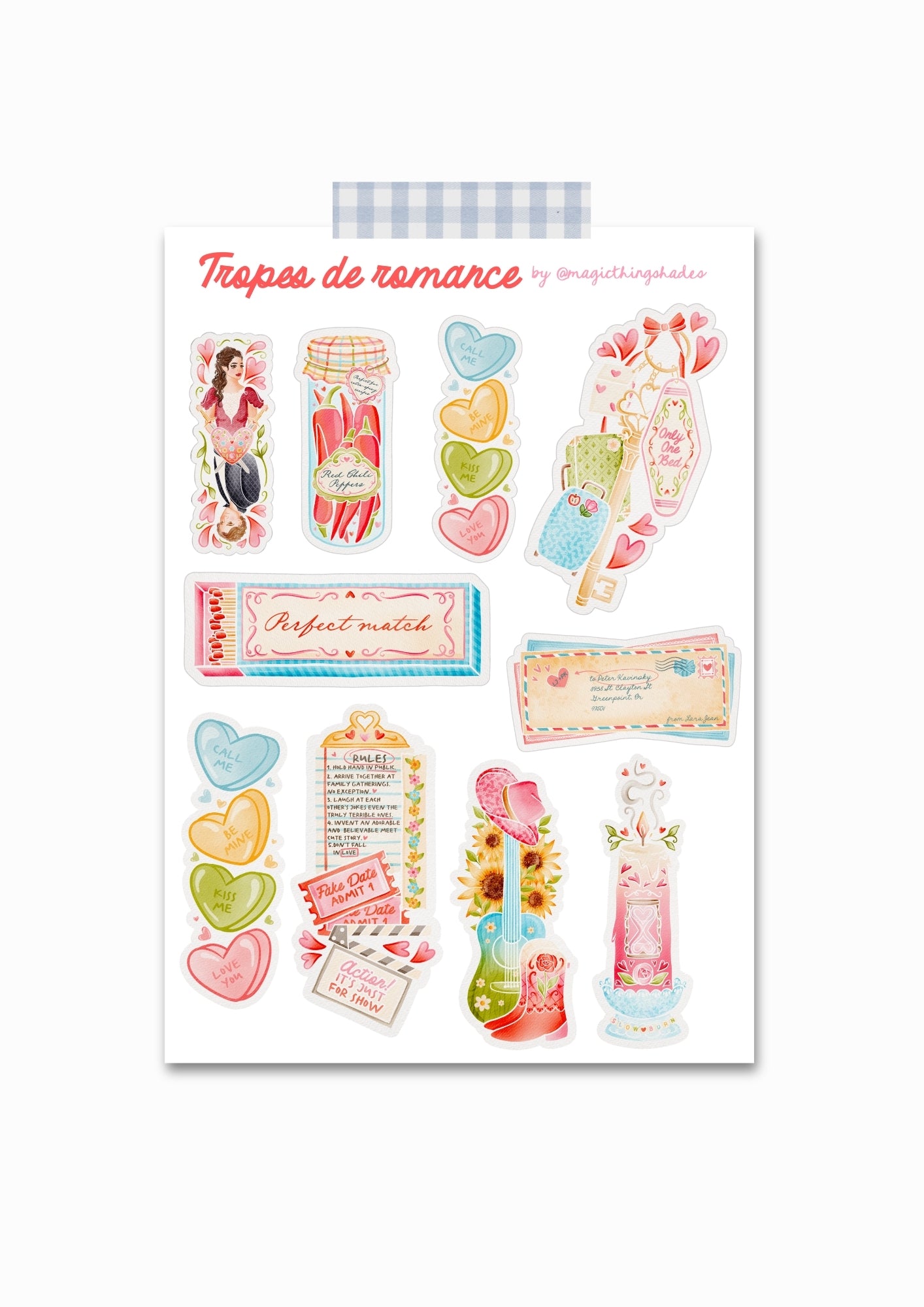 Planche de stickers "Tropes de Romance"