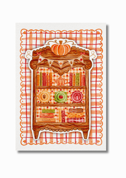 Illustration "Fall books shelf"